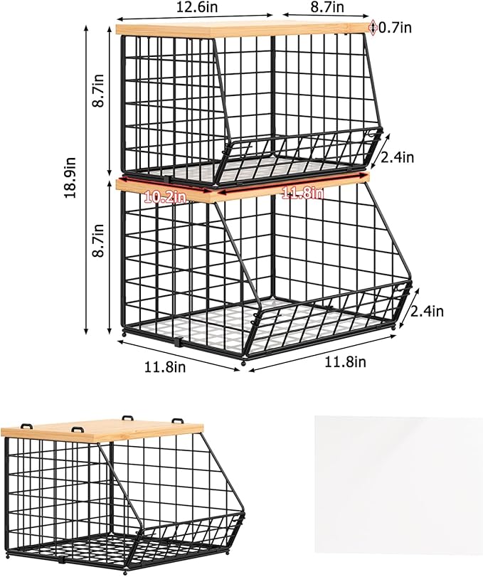 2 Set Stackable Wire Basket - Image 6
