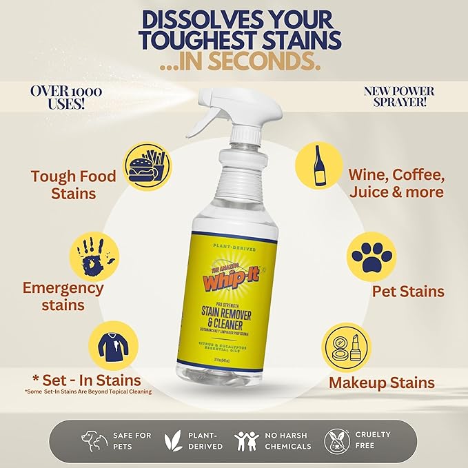 Whip-It Stain Remover and Concentrate Kit, 2-32oz Concentrates & 1-32 OZ Pro - Image 4