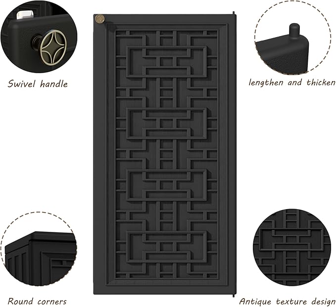 Outdoor Storage Cabinet Waterproof with Shelf,Resin Storage Sheds Outdoor Cabinets for tub Towels/Chemicals/Grill Items/Patio/Garden/Backyard, Size 34.3''L*15''W*36.2''H（Black） - Image 6