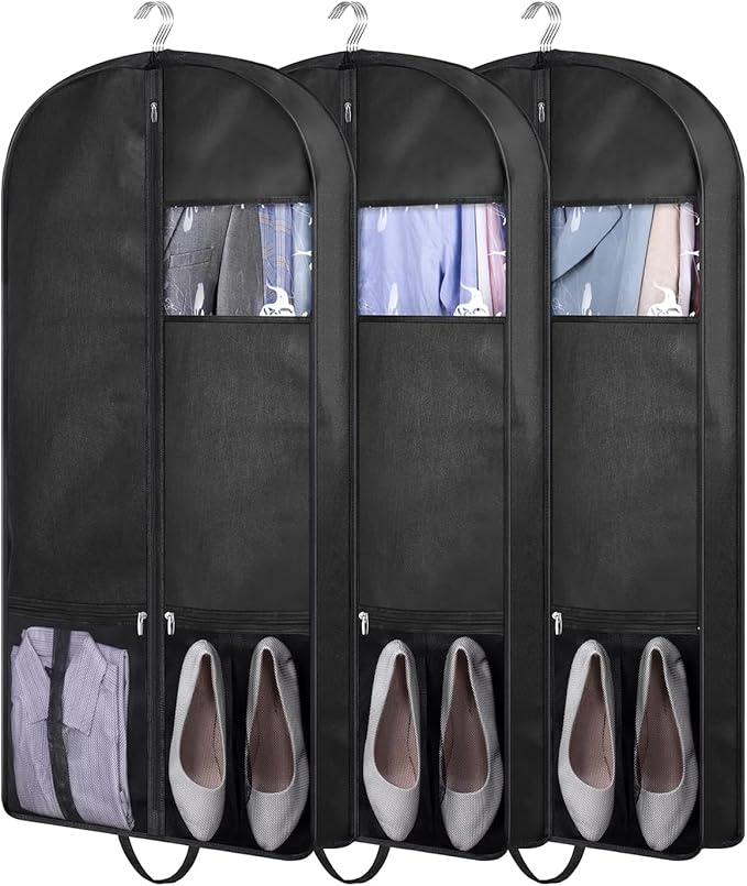 KIMBORA 43" Suit Bags for Closet Storage and Travel, Gusseted Mesh Hanging by KIMBORA