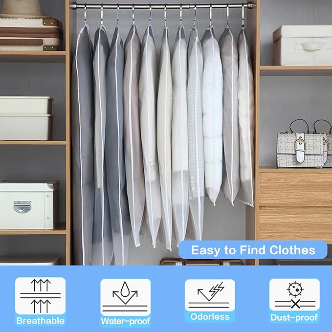 Garment Bags for Hanging Clothes Suit Bags for Closet Storage Plastic - Image 6