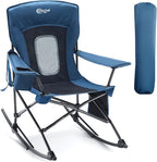 Portal Outdoor Rocking Chair Camping Folding Portable Rocker with Cup Holder Side Pocket Carry Bag, Support 350LBS (Mesh Blue) by PORTAL