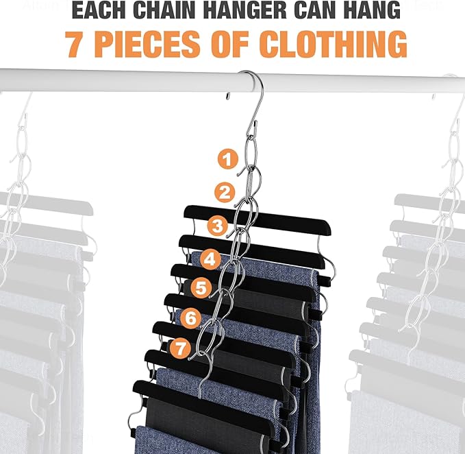 NiHome Clothing Chain Hanger 10-Pack, Metal Closet Organizer Space Saving - Image 6