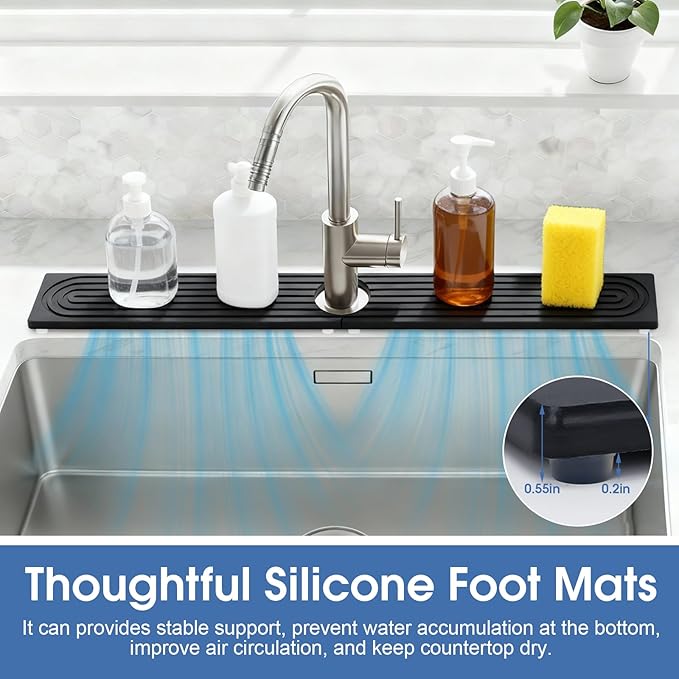 24 Inch Kitchen Sink Splash Guard, Sink Splash Guard Behind Faucet, Silicone - Image 7