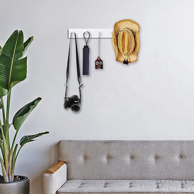 Wood Coat Rack Wall Mounted, 5 Pegs Bamboo Wall Hook - Image 5