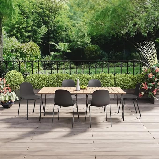 2xhome Modern Stackable Armless Dining Chair | Plastic Shell Seat with Metal Legs | Indoor or Outdoor Use | Home Kitchen Patio (4, Black, Padded Seat) - Image 8