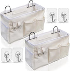 2pcs Large Wall Hanging Organizer Bag, Linen Fabric Door Hanging Storage Baskets by KANRICHU