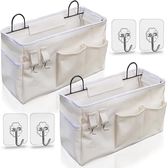 2pcs Large Wall Hanging Organizer Bag, Linen Fabric Door Hanging Storage Baskets by KANRICHU