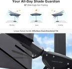 PURPLE LEAF 8' X 8' Tilting Patio Umbrella with Base Outdoor Cantilever Swivel Square Umbrella with Tilt Aluminum Offset Umbrella with 360-degree Rotation for Garden Deck Pool Patio Light Grey - Image 3