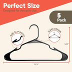 Black Plastic Hangers 5 Pack– Heavy-Duty Plastic Hangers Slim and Space-Saving - Image 2