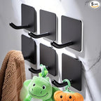DELITON 6 Pack Towel Hooks for Hanging, Adhesive Hooks Stick on Wall for by DELITON