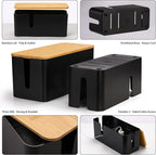 ZhiYo Bamboo Lid Cord Organizer Box, Safe ABS Wire Organizer - Image 3