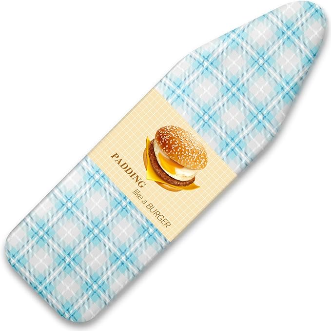 BNDX 15"x54" Ironing Board Cover – Aqua Plaid Design, Thick Padding by BNDX