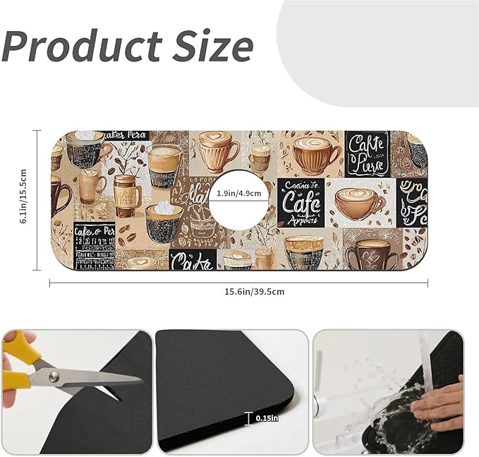 Kitchen Sink Splash Guard，-coffee Faucet Mat Sink Gadgets-Super Absorbent Fast - Image 3