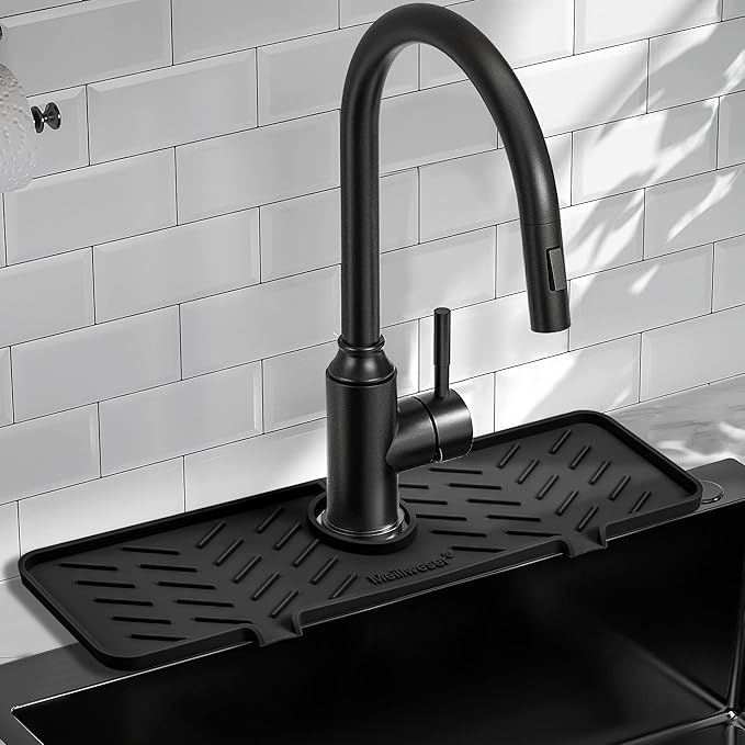 Meiliweser Silicone Faucet Mat for Kitchen Sink – Gen 2 Splash Guard by Meiliweser
