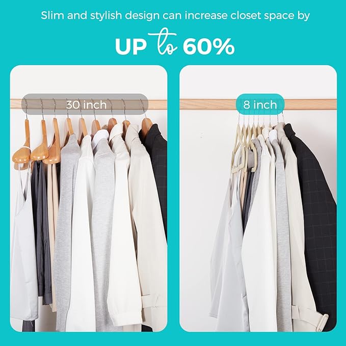 HOUSE DAY Premium Velvet Hangers 50 Pack, Non-Slip Flocked Felt Hangers - Image 4