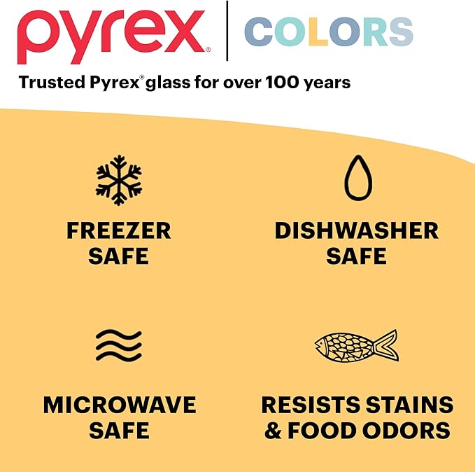 Pyrex Colors Tinted Small/Medium/Large Food Storage Container Set, Snug Fit - Image 6