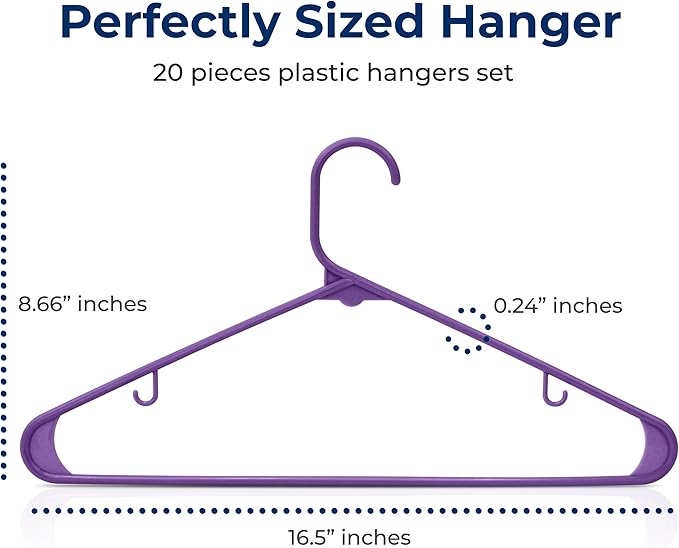 SereneLife Premium 20 Pack Plastic Hangers, Lightweight, Space Saving Clothes - Image 2