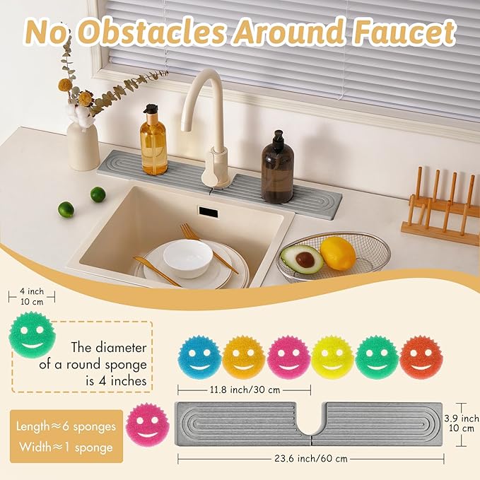 Diatomite Sink Faucet Splash Guard U Shape, Modern Faucet Handle Drip Catcher - Image 3