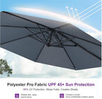 PURPLE LEAF 11 Feet Patio Umbrella with Base Outdoor Cantilever Round Umbrella Aluminum Offset Umbrella with 360-degree Rotation for Garden Deck Pool Patio Light Grey - Image 5