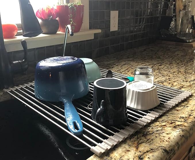 Ahyuan Roll up Dish Drying Rack Over The Sink Kitchen Roll up Sink Drying Rack - Image 4