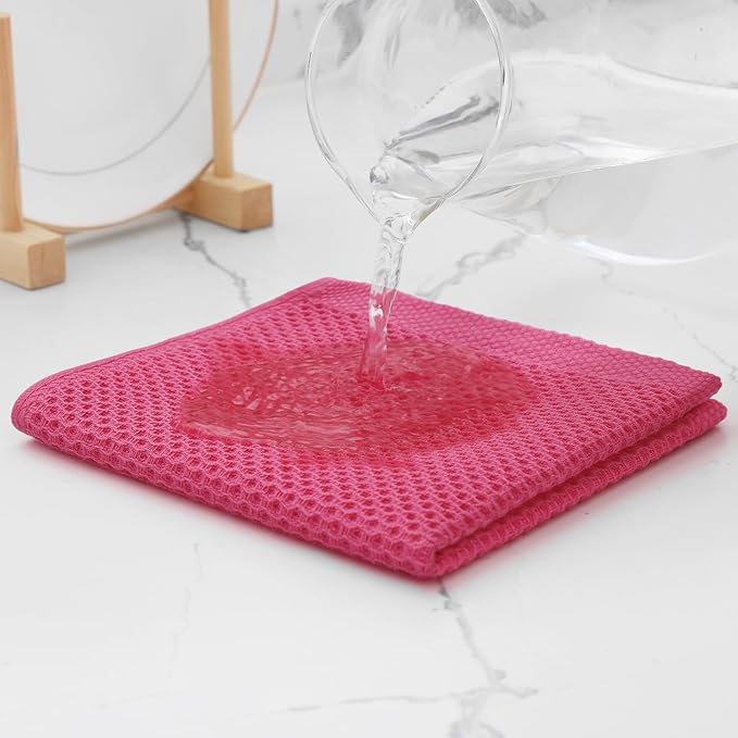 Kitinjoy 100% Cotton Kitchen Dish Cloths, 8 Pack Waffle Weave Ultra Soft - Image 3