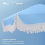 PHI VILLA 7ft Beach Umbrella with Fringe & Sand Anchor, Outdoor Patio Heavy Duty Windproof Portable Tassel Umbrellas for Sand with Push Button Tilt & Carrying Bag, UPF 50+, Light Blue (No Base) - Image 2