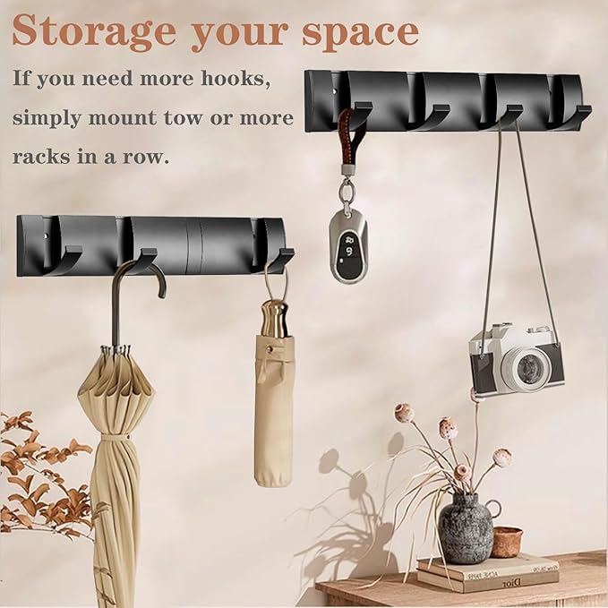 Folding Coat Hooks, Wall Mounted Coat Rack - Image 5
