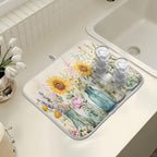 Spring Summer Floral Jars Flowers Dish Drying Mat - Image 7