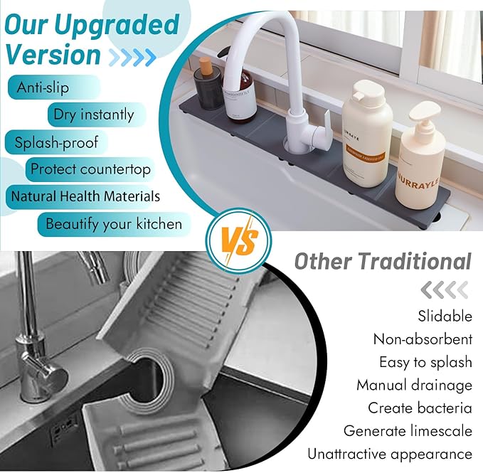 Fast Drying Faucet Mat for Kitchen Sink, Water Absorbent Diatomite Stone Sink - Image 5