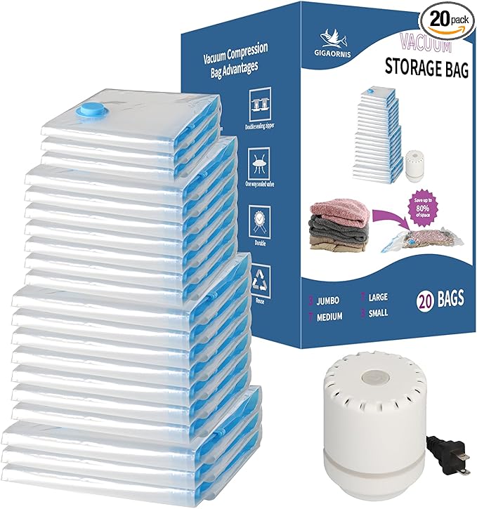 20 Pack Space Saver Vacuum Storage Bags by GIGAORNIS