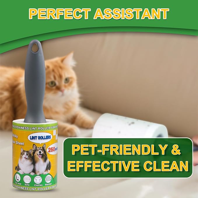 Lint Roller Pet Hair Value Pack of 250 Sheets, Extra Sticky Lint Remover - Image 5