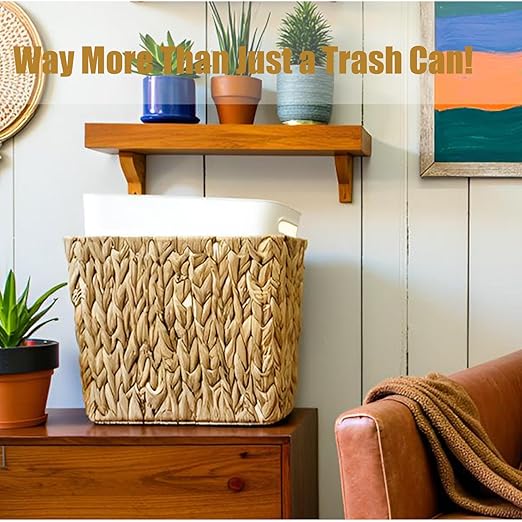 Yatmung Wicker Trash Can Small Bathroom Trash Can - Image 5