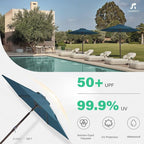 JEAREY 7.5FT Patio Umbrella Outdoor Market Umbrella with 6 Sturdy Ribs, Push Button Tilt/Crank Table Umbrella for Garden, Deck, Backyard and Pool, Lake Blue - Image 7