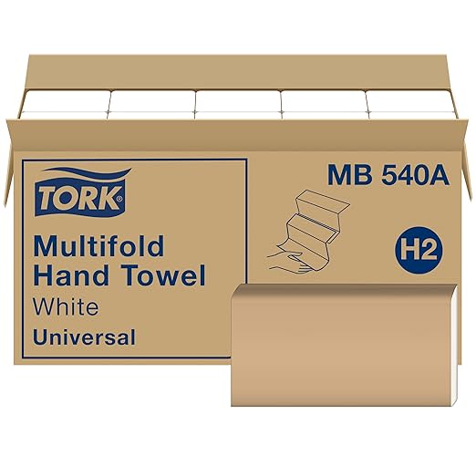 Tork Multifold Hand Towel White H2, 100% Recycled Fibers, 16 x 250 Towels by Tork