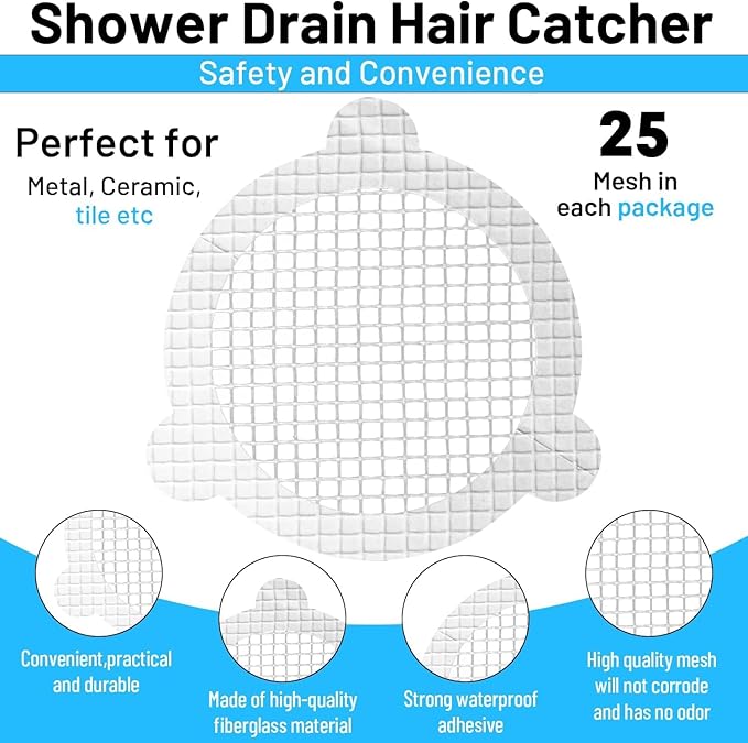 25 PCS Disposable Shower Drain Hair Catcher 3.54 Inches Round Drain Hair - Image 4