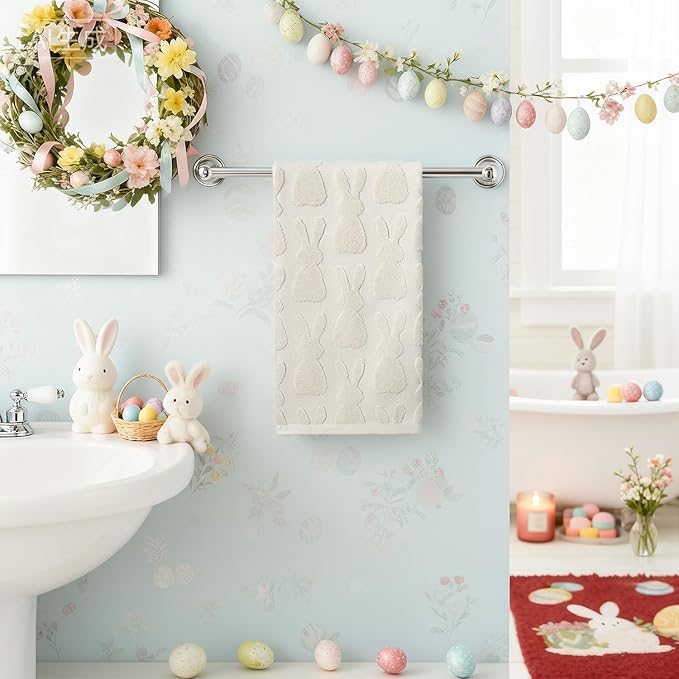Artoid Mode 1 Pc Beige 3D Rabbit Jacquard Easter Hand Towels - Image 2