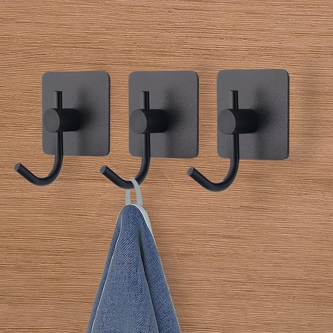 VAEHOLD 6 Pack Adhesive Wall Hooks, Heavy Duty Sticky Holder Aluminum Towel - Image 6