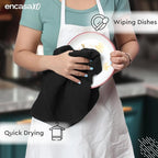 Encasa XO Kitchen Dish Towels Set | Black | Waffle Weave and Flat Hand Tea - Image 4