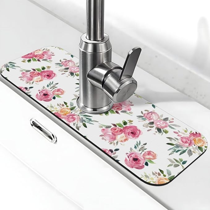 Pink Red Rose Roses Floral Flower Kitchen Sink Splash Guard Faucet Mat Super by Unknown