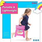 Delxo Folding Step Stool,11 Inch Non-Slip Foldable Step Stools for Kids and Adult,Portable Lightweight Small Folding Stool with Handle for Kitchen Bathroom in Pink,1 Pack - Image 2