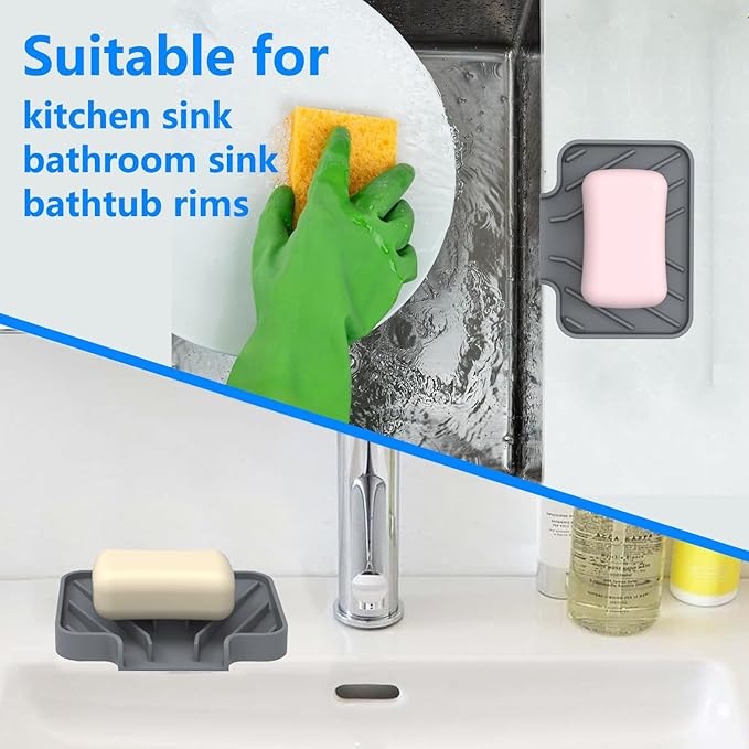 Sponge Holder for Kitchen Sink, Dish Sponge Holder & Soap Tray - Image 6