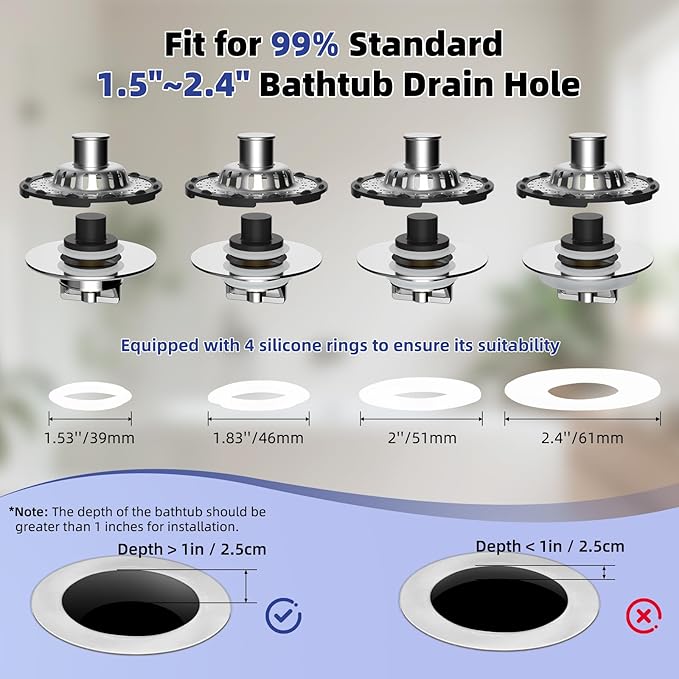 Universal Bathtub Drain Stopper Shower Drain Hair Catcher, Tub Stopper - Image 7