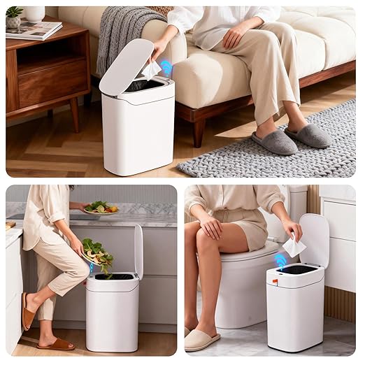 funest Bathroom Trash Can with Lid, Automatic Motion Sensor Trash Can, 3.5 - Image 8