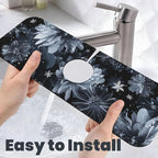Faucet Draining Mat For Kitchen Sink, Stylized Gray Chrysanthemum Flowers - Image 5