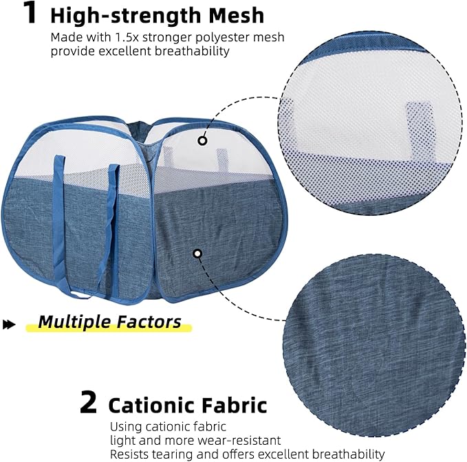 Collapsible Laundry Basket, 90L Foldable Pop-up Laundry Hamper - Image 3