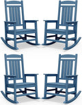 SERWALL Rocking Chairs Set of 4, HDPE Outdoor Rocking Chair, All-Weather Porch Rockers for Patio, Blue by SERWALL