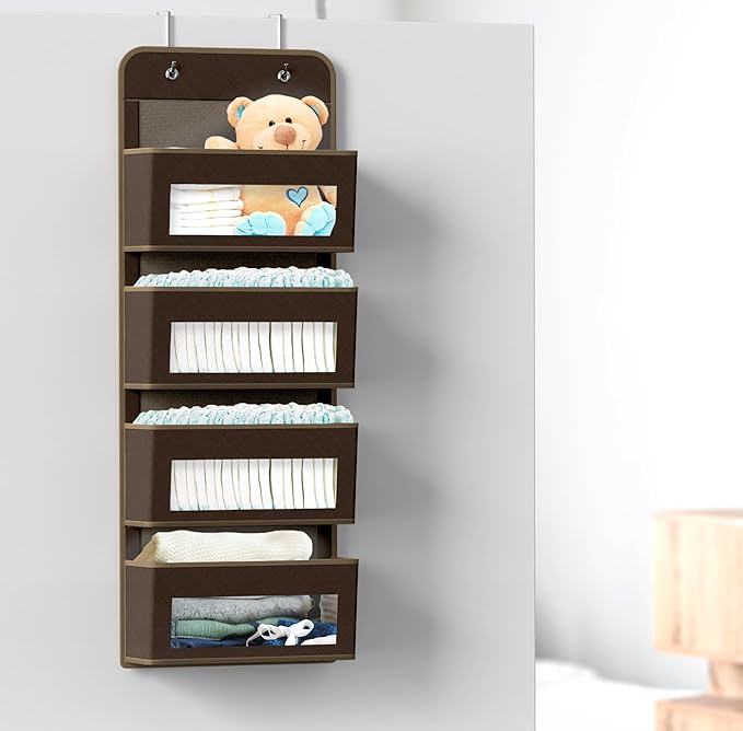 Simple Houseware 4 Clear Window Pocket Over Closet Door Storage Hanging - Image 6