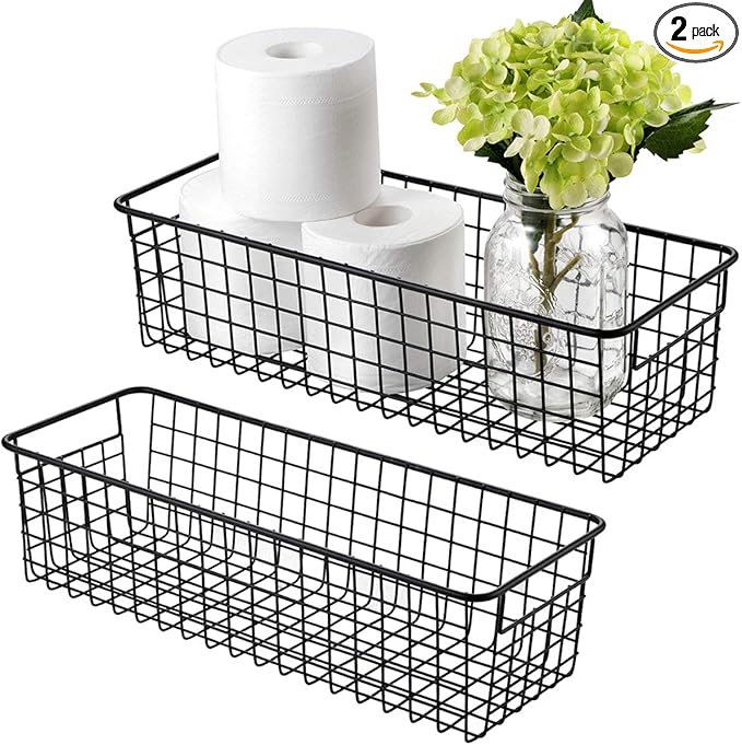 Sheechung Farmhouse Decor Metal Wire Storage Organizer Bin Basket by SheeChung