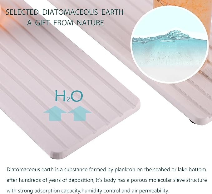 2 PCS Water Absorbent diatomite Coasters, 10.2" x 4" Water Absorbing Stone Tray - Image 4